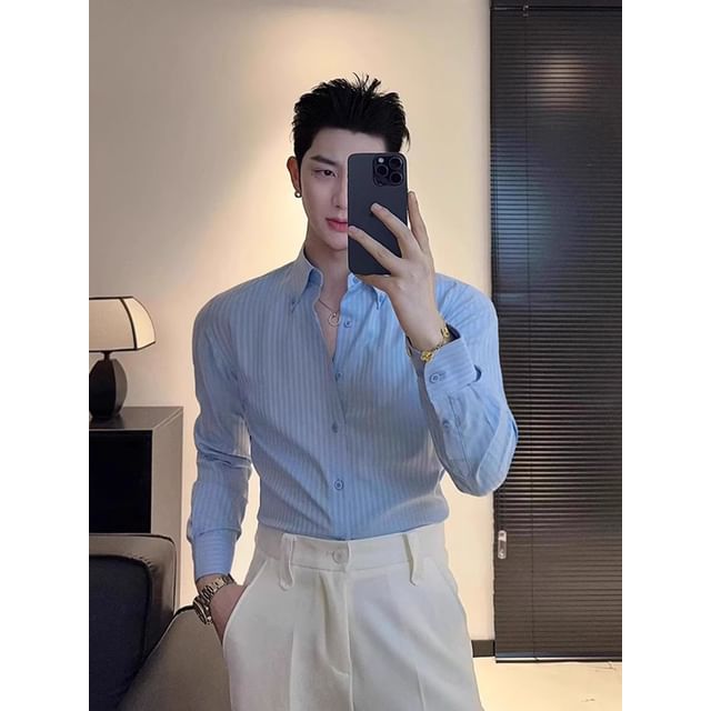 DragonRoad-Long-Sleeve Striped Shirt