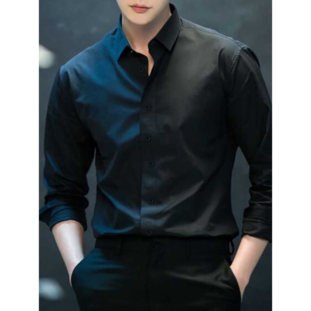 DragonRoad-Long-Sleeve Two Tone Shirt