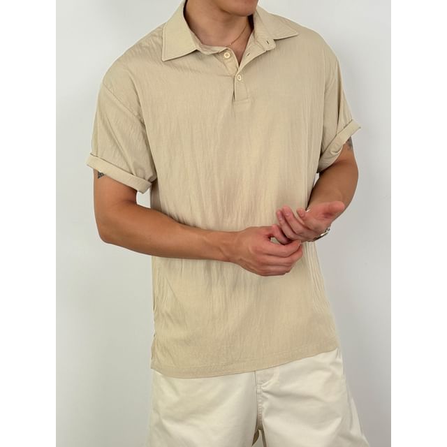 DragonRoad-Short-Sleeve Plain Polo Top