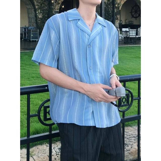DragonRoad-Short-Sleeve Striped Shirt
