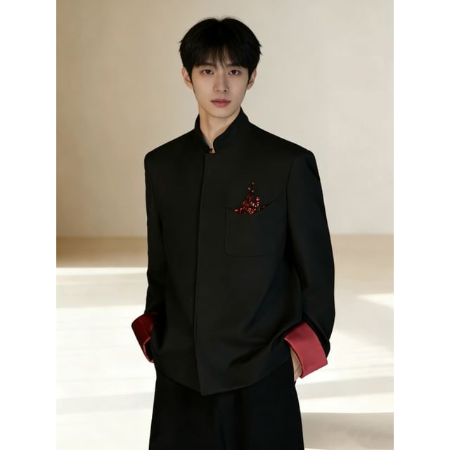 DragonRoad-Stand Collar Pocketed Zip-Up Jacket