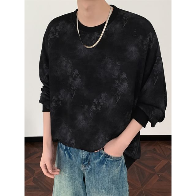 Drawouf-Crew Neck Tie-Dye Oversized Sweatshirt