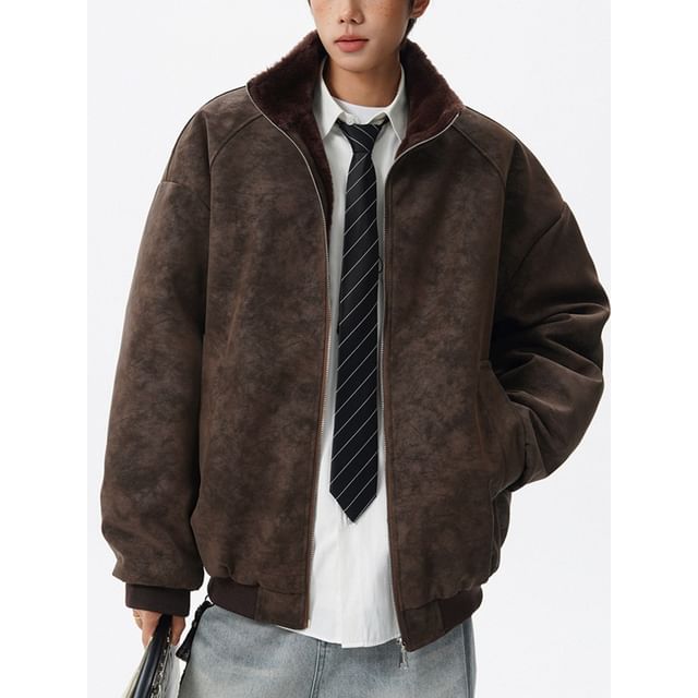 Drawouf-Fleece Lined Zip-Up Jacket