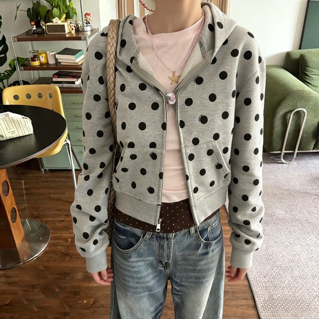 Dreamkura-Dotted Zip Hoodie