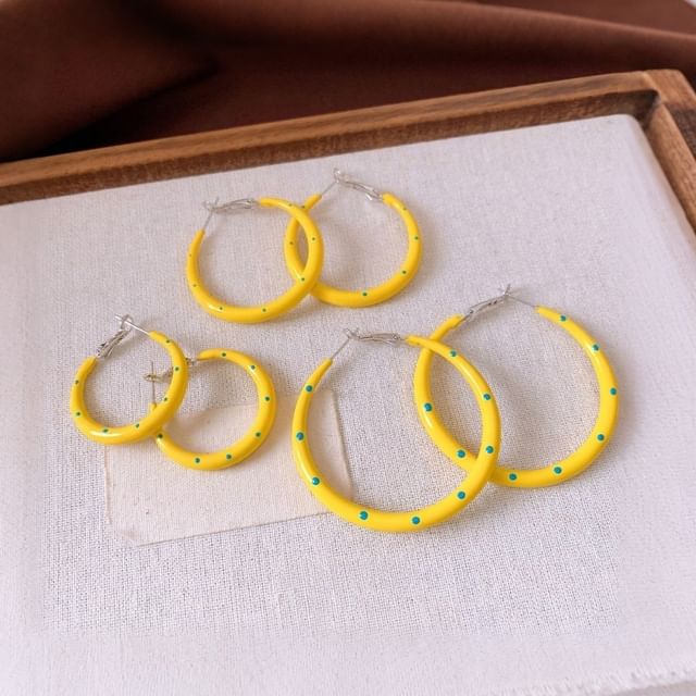 DREN-Polka Dot Leverback Hoop Earring