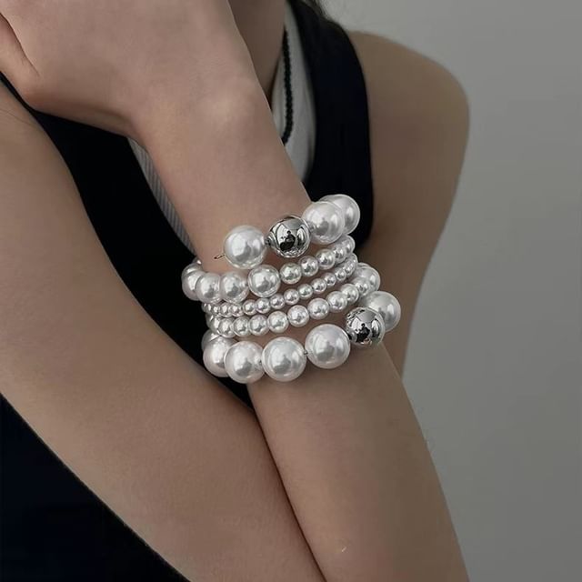 Drexxiax-Beaded Statement Necklace Ear Cuff Earring Set