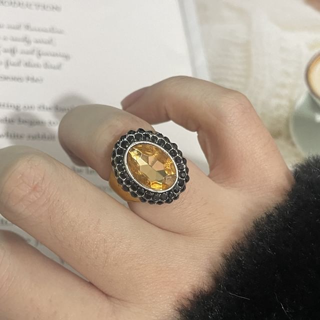 Drexxiax-Oval Faceted Gemstone Cocktail Ring