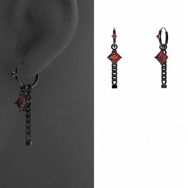 Drexxiax-Rhinestone Hoop Drop Earring