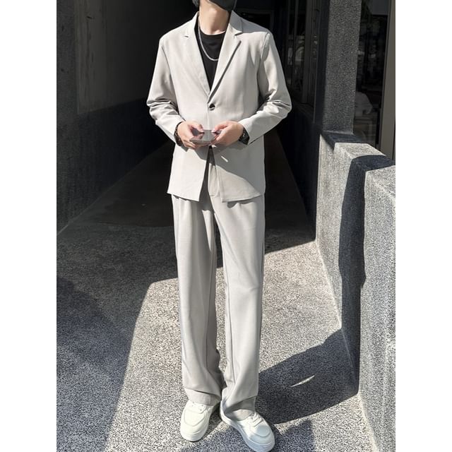 DuckleBeam-Lapel Collar Plain Single Breasted Blazer