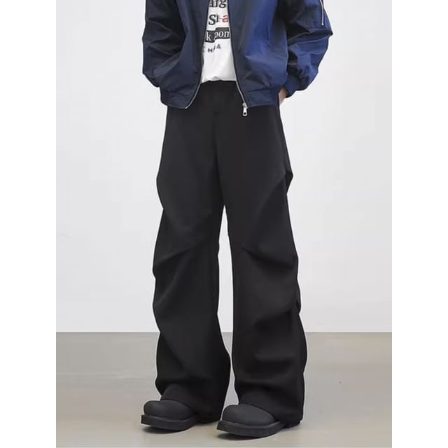 DuckleBeam-Mid Rise Plain Wide Leg Pants Various Designs