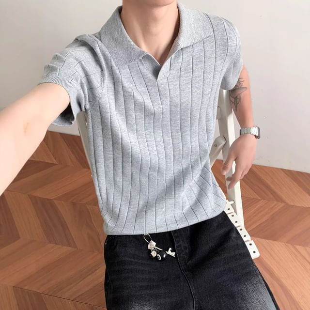 DuckleBeam-Short-Sleeve Plain Polo Top