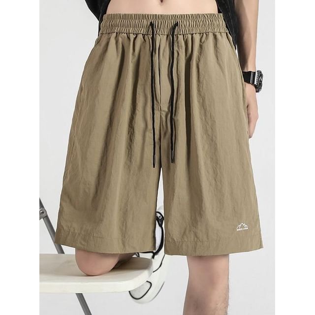 Dukakis-Drawstring Waist Plain Shorts