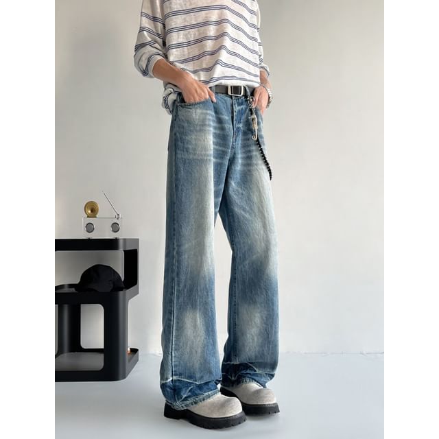 Dukakis-High Waist Washed Wide Leg Jeans