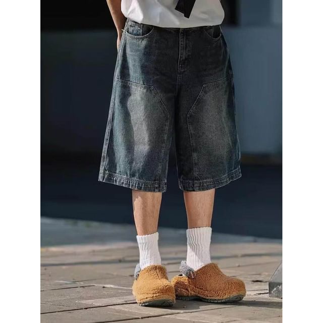 Dukakis-Mid Waist Washed Wide Leg Jorts