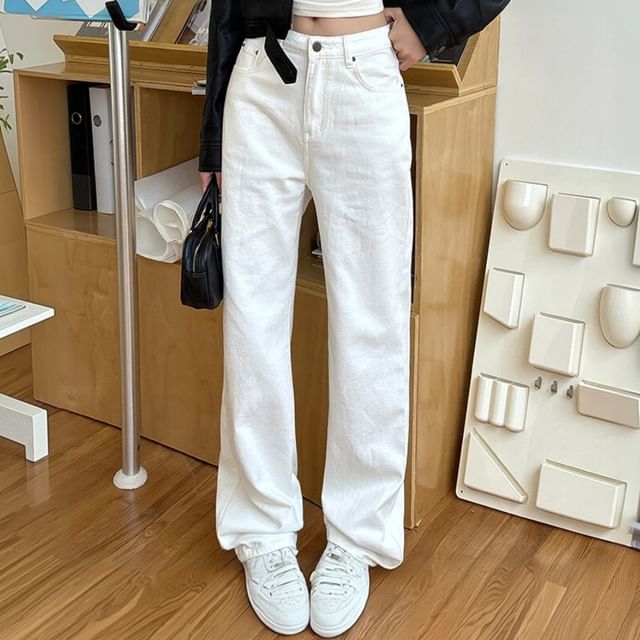 Dute-High Waist Plain Wide Leg Jeans