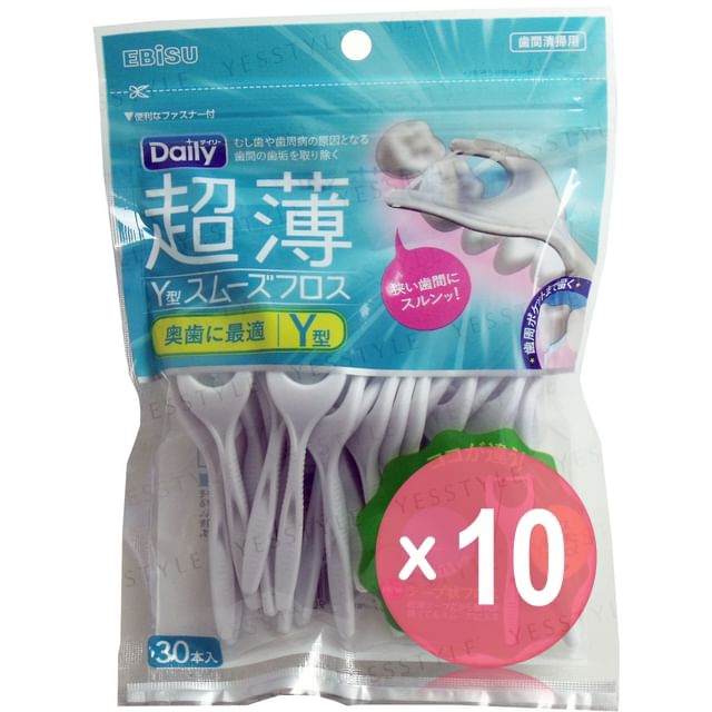 EBISU-Daily Ultra Thin Y-Shaped Smooth Floss 10pcs Bundle Set