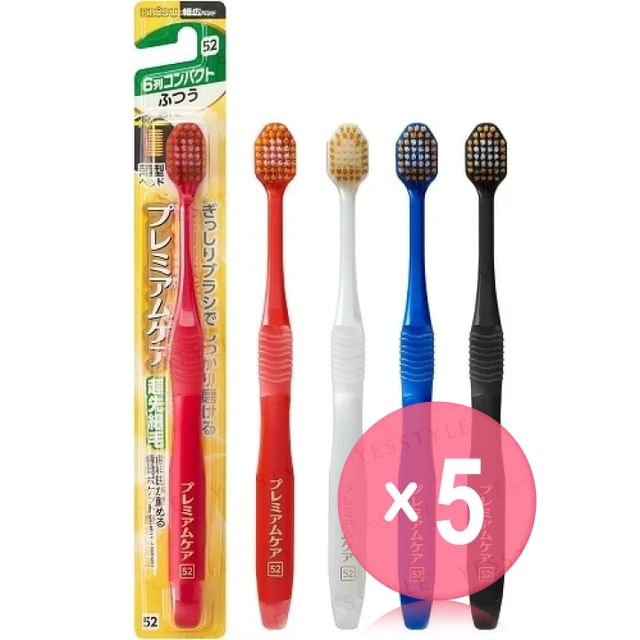 EBISU-Premium Care Toothbrush 6 Row Compact Normal No52 5pcs Bundle Set
