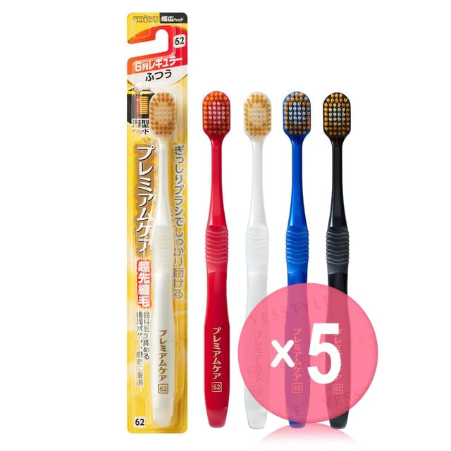 EBISU-Premium Care Toothbrush 6 Row Regular Normal No62 5pcs Bundle Set
