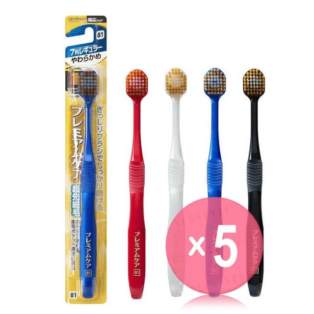 EBISU-Premium Care Toothbrush 7 Row Regular Soft No81 5pcs Bundle Set
