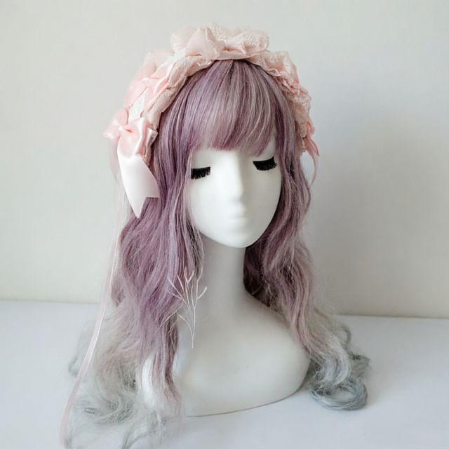 Elfis-Bow Lace Trim Headband