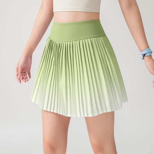 Engiko-High Waist Gradient Pleated Sport Skorts