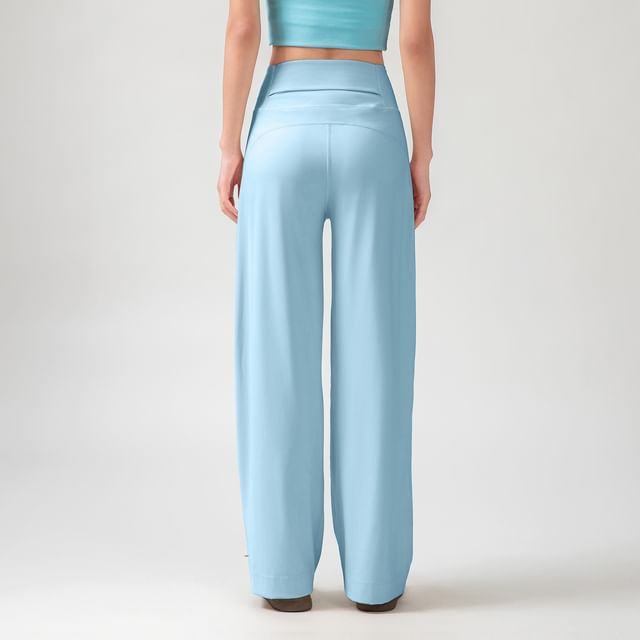 Engiko-High Waist Plain Wide Leg Sweatpants