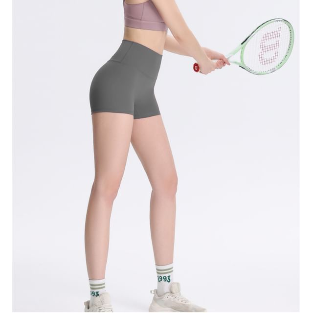 Engiko-High Waist Plain Yoga Shorts