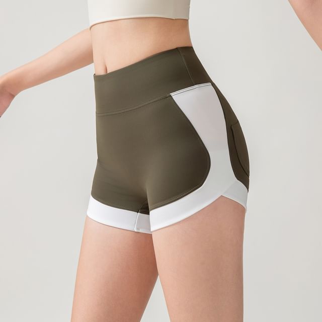 Engiko-High Waist Two Tone Yoga Shorts
