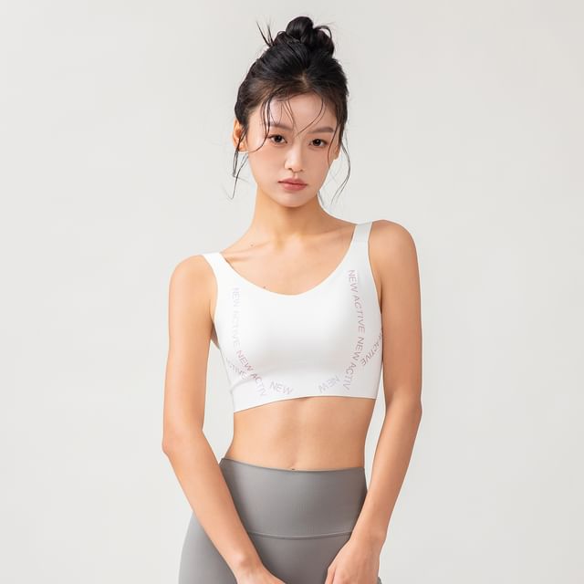 Engiko-V-Neck Plain Sports Bra