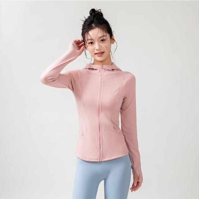 Engiko-Zip-Up Hooded Plain Sports Jacket