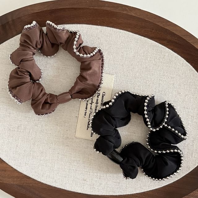 enthice-Bead Trim Fabric Hair Tie
