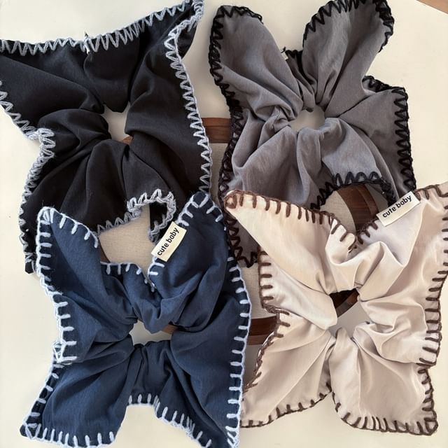 enthice-Contrast Trim Square Fabric Scrunchie