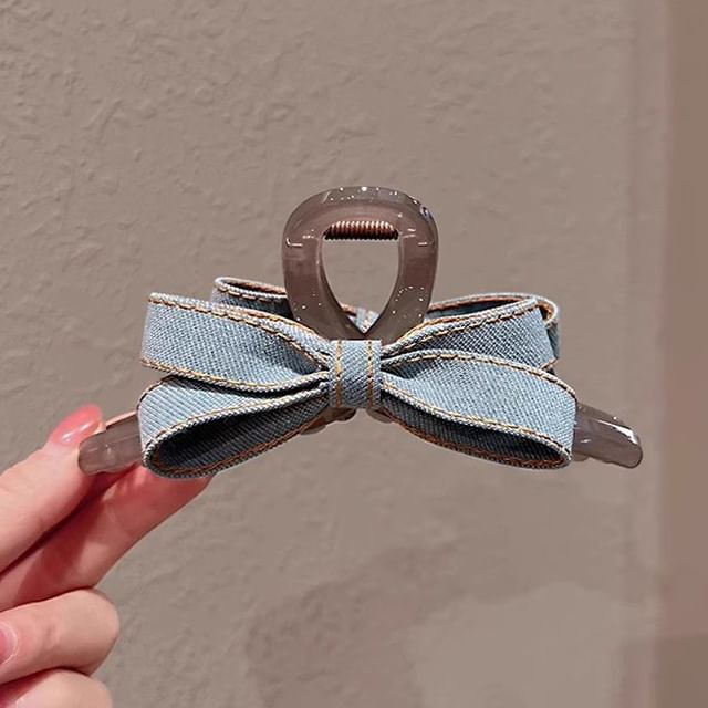 enthice-Denim Bow Hair Claw