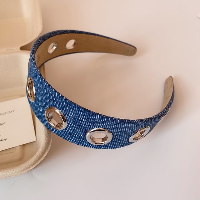 enthice-Denim Grommet Headband
