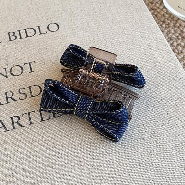 enthice-Denim Ribbon Hair Claw