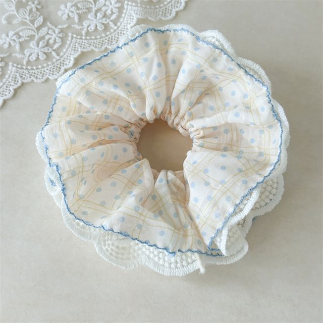 enthice-Dotted Lace Layered Scrunchie