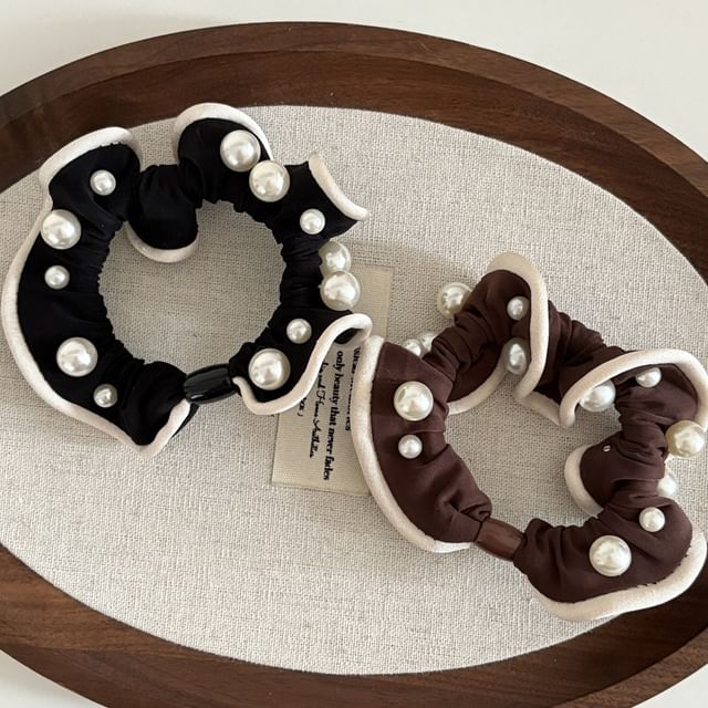 enthice-Faux Pearl Piped Scrunchie