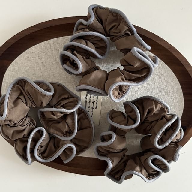 enthice-Piped Ruffle Fabric Scrunchie