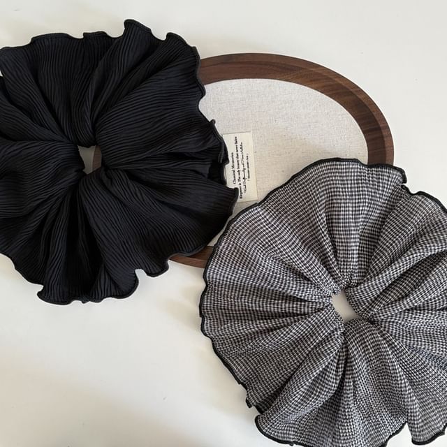 enthice-Plaid Chiffon Scrunchie