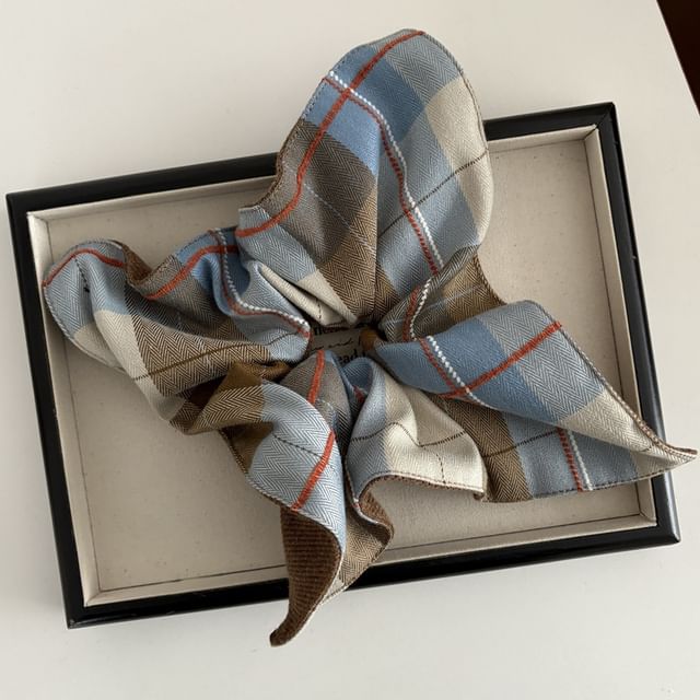enthice-Plaid Fabric Scrunchie Square Scrunchie Hair Claw Clip