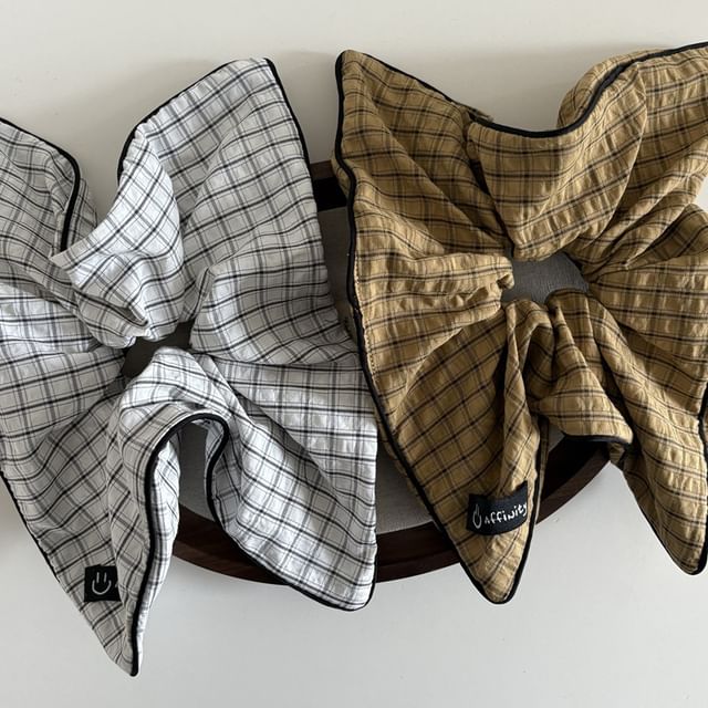 enthice-Plaid Square Fabric Scrunchie