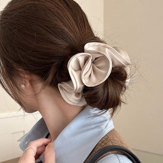 enthice-Plain Ruffle Fabric Scrunchie
