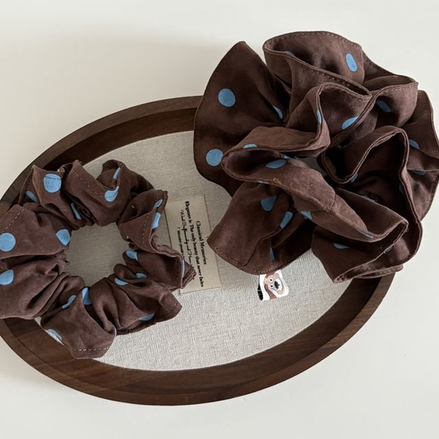 enthice-Polka Dot Fabric Scrunchie Layered Scrunchie