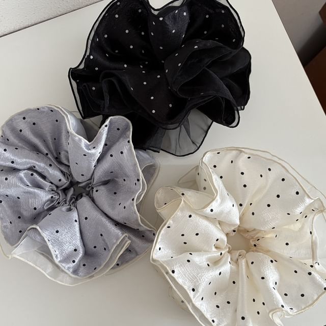 enthice-Polka Dot Mesh Scrunchie