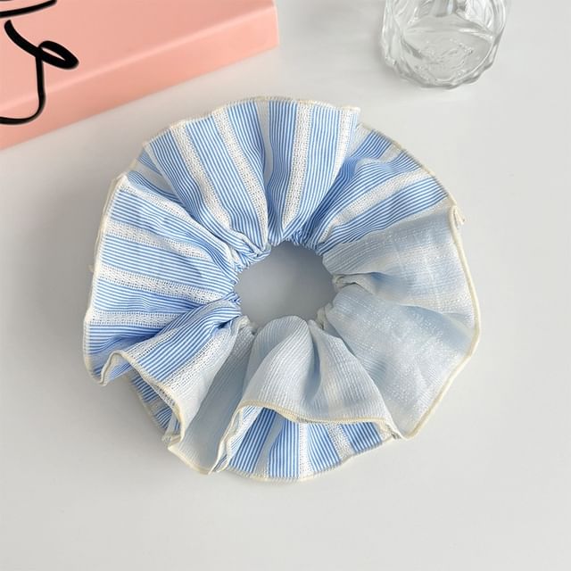 enthice-Striped Lace Trim Scrunchie