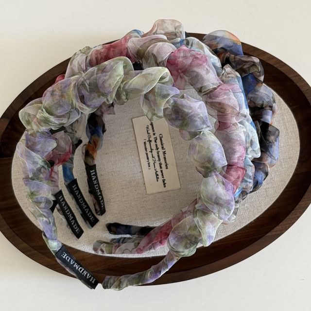 enthice-Tie Dye Ruched Mesh Headband