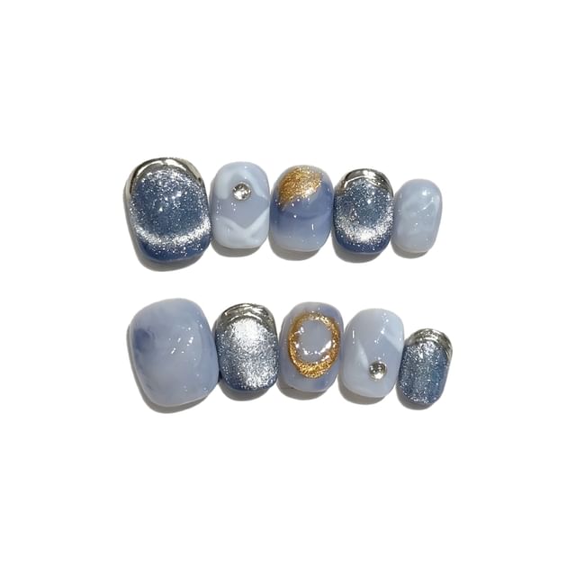 eovda-Opal Cat Eye Rounded Press On Nail