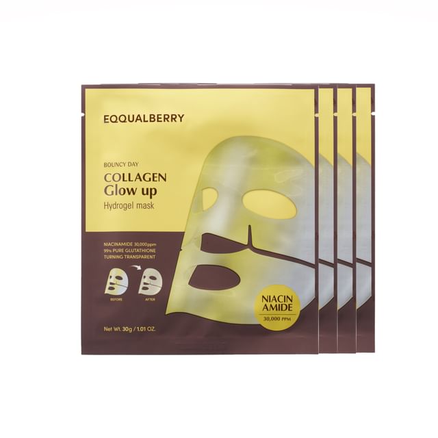 EQQUALBERRY-Set de Mascarillas Faciales con Colágeno Collagen Glow up Hydrogel Mask