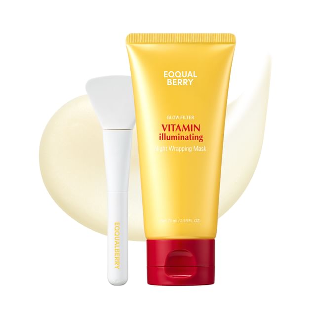 EQQUALBERRY-Vitamin Illuminating Night Wrapping Mask Set - Set Maschera Viso e Pennello-2 Pezzi