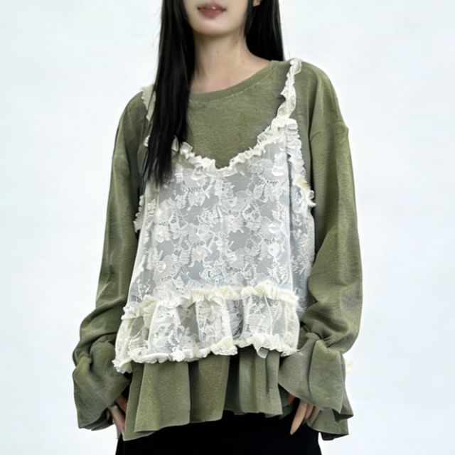 Essere-Ruffled Lace Camisole Top